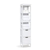 Tall Bathroom Cabinet | Slim Storage Unit with 2 Drawers & 3 Open Shelves
