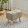 Small Linen Fabric Padded Footstool Footrest Pouffe Wooden Leg StoolHall Chair
