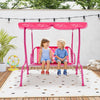 Kids Outdoor Mini Swing w/ Safety Belts & Adjustable Canopy-Pink