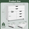 Rolling Lateral File Cabinet Printer Stand 5-Drawer Chest with Door-White