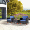 3 PCS Outdoor Wicker Bistro Set Garden Patio Rattan Sofa Set w/Cushion