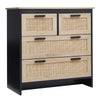Rattan Woven 4 Drawers Chest Modern Storage Cabinet Cupboard Living Room Bedroom