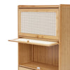4 Tier Bamboo Rattan Storage Cabinet with 4 Sliding Mesh Doors Kitchen Organizer