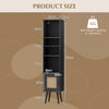 Bathroom Cabinet Display Rack Freestanding Slim Cabinet w/Adjustable Shelf Black
