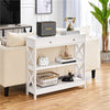 Console Table for Hallway Slim Sofa Table with Drawer & Storage Shelves White