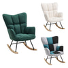 Ergonomic High Back Rocking Chair Linen Patchwork Rocker Armchair Recliner Seat