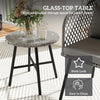 3 Piece Rattan Bistro Set with Cushions Grey