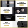 Tall Bathroom Black Storage Cabinet Tempered Glass Door Pantry Cabinet