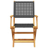 Folding Garden Chairs 6 pcs Black Poly Rattan and Solid Wood J8S7