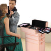 Makeup Trolley Case 4 in 1 Vanity Cosmetology Case Cosmetic Train Case on Wheels