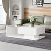 COFFEE TABLE WITH LED LIGHT, HIGH-GLOSS WHITE WITH DRAWER LIVING ROOM FURNITURE