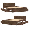 Bed Frame with Headboard Brown Oak 140x200 Engineered Wood P4L5