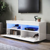 White 120cm TV Stand Cabinet Unit High Gloss 2 Door Sideboard with LED Lights
