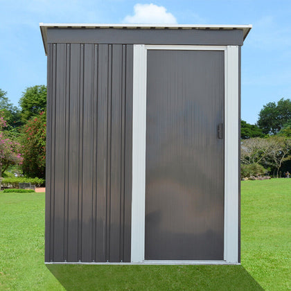 3FT X 5FT Grey Metal Garden Shed Pent Roof Outdoor Tools Store Storage Shed