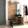 Wardrobe Set with 4 coat Hooks, Mirror, Shoe Cabinet, Wall-mounted Coat Rack
