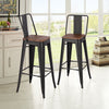 4pcs Tolix Bar Stools Chairs with Backrest Footrest Kitchen Breakfast Counter