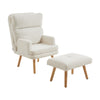 Upholstered Sherpa Fleece Recliner Sofa with Footstool Tub Armchair Lounge Chair