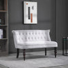 Velvet-Feel French Two-Seat Lounger Couch with Wood Frame, Grey