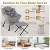 Upholstered Sherpa Reading Chair Accent Sofa Chair Set w/Footrest-Grey