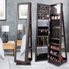 360° Swivel Armoire Storage Unit w/Full Length Mirror-Coffee