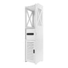 Free Standing White Toilet Paper Roll Holder Stand Bathroom Storage Cabinet Unit