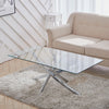 Modern Coffee Table Clear Tempered Glass Living Room Sofa Side End Table X Shape