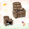 Larger Kids Recliner Chair Adjustable Velvet Fabric Lounge Sofa Recliner-Coffee