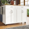 Kitchen Island Rolling Trolley Storage Cabinet with 2 Drawers & Wood Effect Top