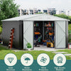 12 X 10ft Metal Garden Shed Storage Tool Sheds House Lockable Door & Ventilation