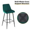 2Pcs Green Bar Stools Velvet Breakfast Pub Chair Kitchen Shape V Design