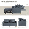 2-Seater Sofa Bed Convertible Chair Double Sleeper 3-in-1 Pull Out Chair