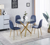 Round Clear Tempered Glass Dining Table Golden Chromed Legs Dining Room Kitchen