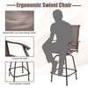 2 Pcs Swivel Bar Height Stools Chairs Swivel Garden Patio Chairs W/ High Back