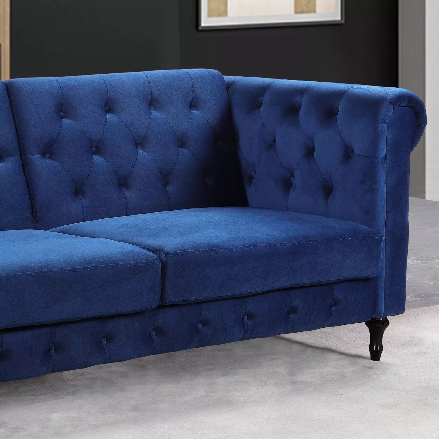 Sofa Bed Velvet Chesterfield 3 Seater Style Green Blue Grey Sofabed Button Back