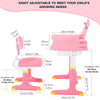 Kids Desk Chair Set School Student Child Kids Study Table Height Adjustable Pink