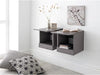Pair of Wall Mounted Floating Bedside Tables with LED Lights & Storage Cupboard