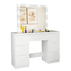 7 Drawer Dressing Table Wood Makeup Desk with Hollywood LED Mirror Bedroom Ealqr
