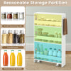 4-Tier Slim Utility Storage Cart Kitchen Trolley Narrow Mobile Serving Cart