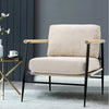 Retro Wood Armrest Occasion Armchair Single Sofa Metal Frame Cushioned Chair