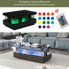 Coffee Table with Storage High Gloss LED Modern Wooden Rectangle Tea Table Black