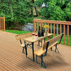 Outdoor Garden Beer Table and Bench Furniture Set Foldable Picnic Backrest Bench