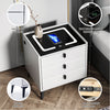 Modern LED Bedside Table 3 Drawers Wireless Charging Side Cabinet Nightstand