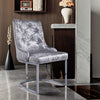 1/2PCS Velvet Dining Chairs Luxury Padded Dining Room Chairs Armless Silver Legs