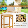Bar Stool Set of 2 Acacia Wood Garden Chairs Saddle Shaped Kitchen Dining Stools
