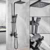 Modern Black Bathroom Exposed Shower Mixer Twin Head Large Square Bar Set Valve