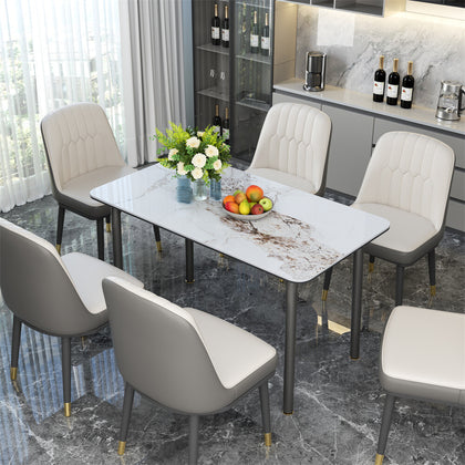 Luxury Sintered Stone Dining Table Thicken Aluminum Base Kitchen Table 4-6 Seats
