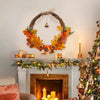 Halloween Autumn Maple Leaves Wreath Front Door Garland Hanging Plants with LED