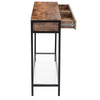 Wood Side Console Table with 2 Drawers Clear Glass Bottom Shelf Hallway Kitchen