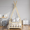 Natural Pine Wood Single Bedframe Toddler Kid Bed Sleep Station with Side Grill