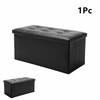 Black Faux Leather Two-seater Folding Storage Stool Storage Toy Box Chair Seat